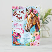 Bewerkbare Cowgirl Verjaardag Uitnodiging Sjabloon (Staand voorkant)