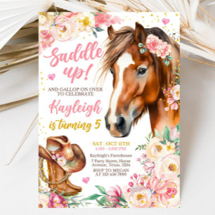 Bewerkbare Cowgirl Verjaardag Uitnodiging Sjabloon