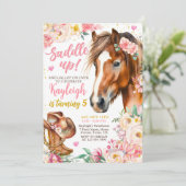 Bewerkbare Cowgirl Verjaardag Uitnodiging Sjabloon (Staand voorkant)