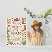 Bewerkbare Cowgirl Verjaardagsfeest Fotouitnodigin Kaart (Staand voorkant)