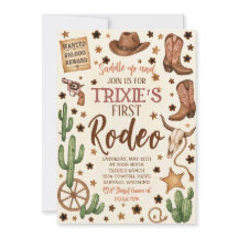 Bewerkbare Cowgirl verjaardagsfeestje uitnodiging