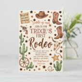 Bewerkbare Cowgirl verjaardagsfeestje uitnodiging (Staand voorkant)