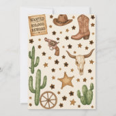 Bewerkbare Cowgirl verjaardagsfeestje uitnodiging (Achterkant)