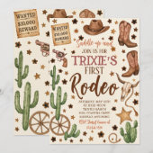 Bewerkbare Cowgirl verjaardagsfeestje uitnodiging (Voorkant / Achterkant)