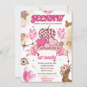 Bewerkbare Cowgirl verjaardagsuitnodiging, Disco R Kaart (Voorkant)