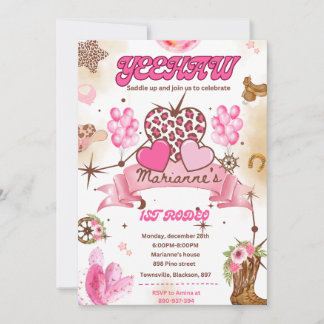 Bewerkbare Cowgirl verjaardagsuitnodiging, Disco R Kaart