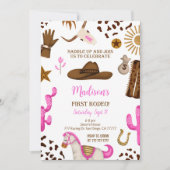 Bewerkbare Cowgirl verjaardagsuitnodiging Kaart (Voorkant)