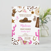 Bewerkbare Cowgirl verjaardagsuitnodiging Kaart (Staand voorkant)