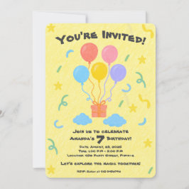 Bewerkbare Crayon Stijl – Ballon Bash Verjaardag Kaart