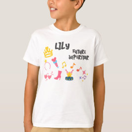 Bewerkbare Crayon Stijl – Pop Star Diva Verjaardag T-shirt