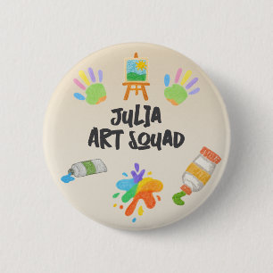 Bewerkbare Crayon Style – Artsy Paint & Palette Ronde Button 5,7 Cm
