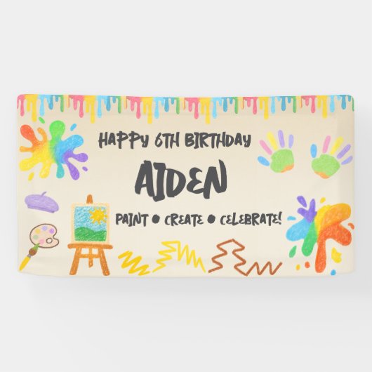 Bewerkbare Crayon Style – Artsy Paint & Palette Spandoek (Horizontaal)