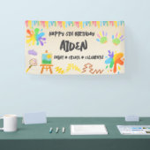 Bewerkbare Crayon Style – Artsy Paint & Palette Spandoek (Beurs)