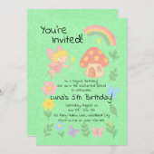 Bewerkbare Crayon Style – Fairy Mushroom Forest Kaart (Voorkant / Achterkant)