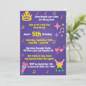 Bewerkbare Crayon Style – Pop Star Diva Party Kaart (Staand voorkant)