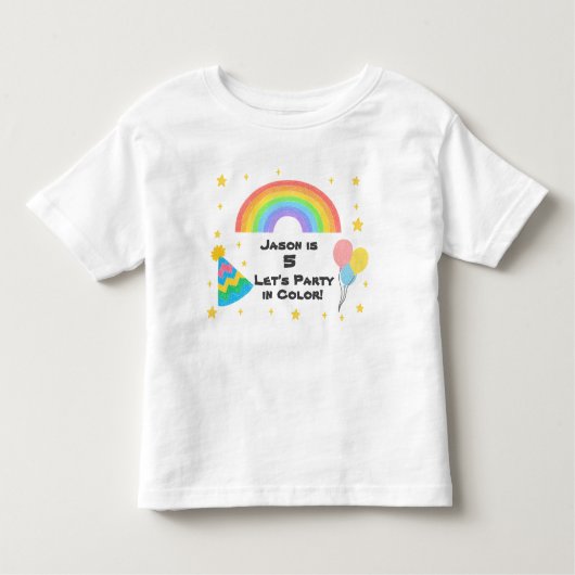 Bewerkbare Crayon Style – Rainbow Celebration Kinder Shirts (Voorkant)