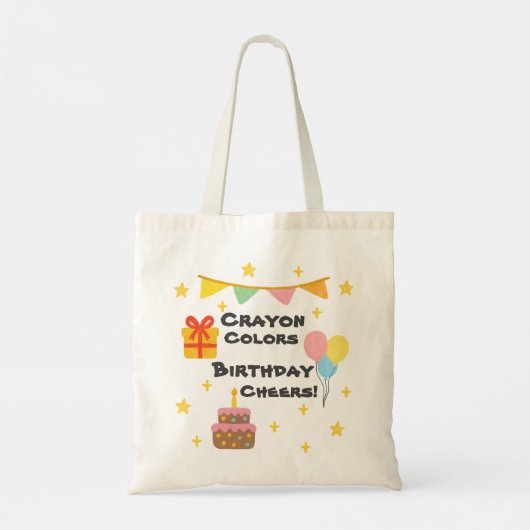 Bewerkbare Crayon Style – Rainbow Fiesta 1 tot 8 Y Tote Bag (Achterkant)