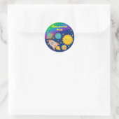 Bewerkbare Crayon Style – Solar System Trip Ronde Sticker (Tas)