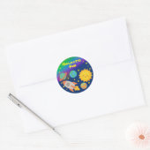 Bewerkbare Crayon Style – Solar System Trip Ronde Sticker (Envelop)