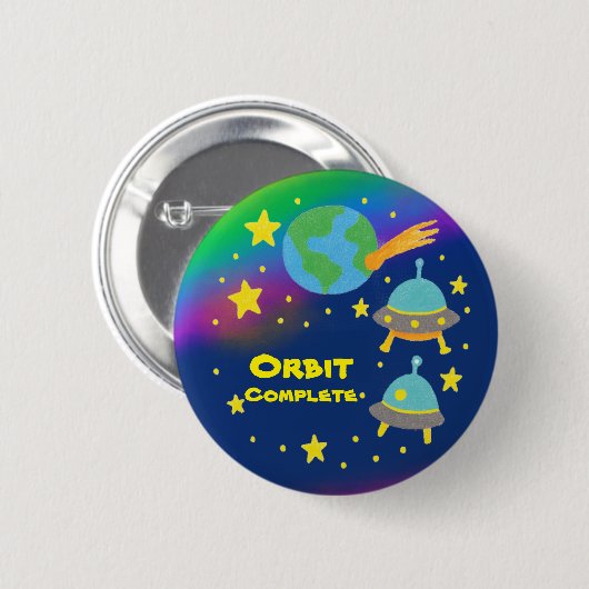 Bewerkbare Crayon Style – Zonnestelsel reis leefti Ronde Button 5,7 Cm (Voorkant /achterkant)