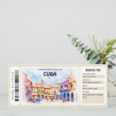 Bewerkbare Cuba Plane Boarding Pass ticket Kaart (Staand voorkant)