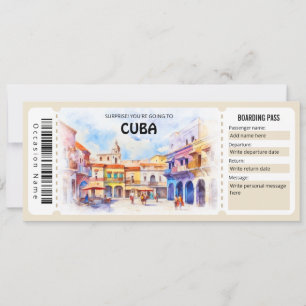 Bewerkbare Cuba Plane Boarding Pass ticket Kaart