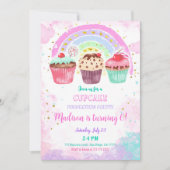 Bewerkbare Cupcake verjaardagsuitnodiging Kaart (Voorkant)
