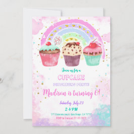 Bewerkbare Cupcake verjaardagsuitnodiging Kaart