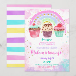 Bewerkbare Cupcake verjaardagsuitnodiging Kaart