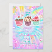 Bewerkbare Cupcake verjaardagsuitnodiging Kaart (Voorkant)