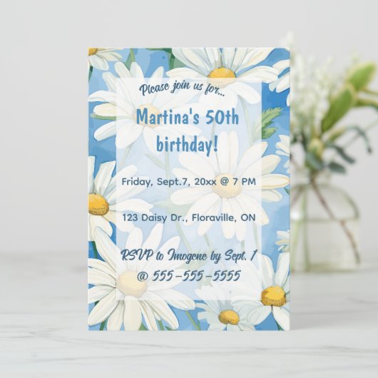 Bewerkbare Daisy Birthday Kaart (Staand voorkant)