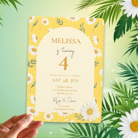 Bewerkbare Daisy Summer Birthday Invitation Kaart