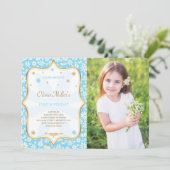 Bewerkbare Daisy Verjaardag Foto Uitnodiging (Staand voorkant)