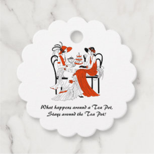 Bewerkbare dames met thee theezakje bedankjes labels