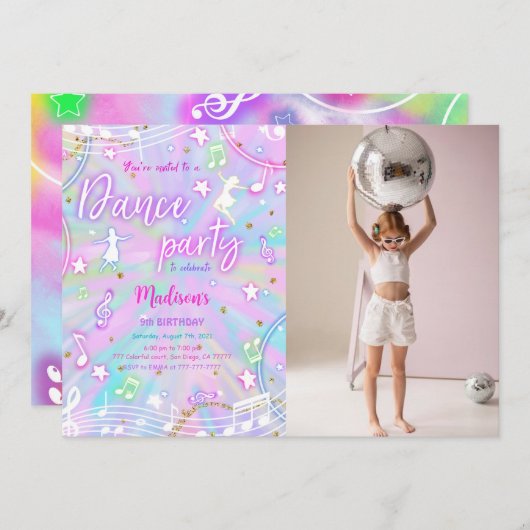 Bewerkbare Dance Birthday Foto Kaart (Voorkant / Achterkant)