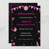 Bewerkbare Dance Birthday Party Invitation Sjabloo Kaart (Voorkant / Achterkant)