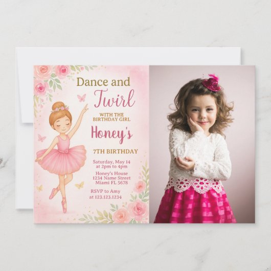 Bewerkbare Dance Party Sjabloon voor meisjes met f Kaart (Voorkant)