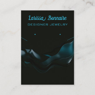 Bewerkbare Dark Blue Waves Sieradenhouder Kaarten Visitekaartje