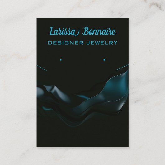 Bewerkbare Dark Blue Waves Sieradenhouder Kaarten Visitekaartje (Voorkant)