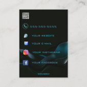 Bewerkbare Dark Blue Waves Sieradenhouder Kaarten Visitekaartje (Achterkant)