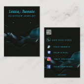 Bewerkbare Dark Blue Waves Sieradenhouder Kaarten Visitekaartje (Voorkant / Achterkant)