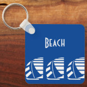 Bewerkbare Deco Letters Blauw Wit Zeilboot Sleutel Sleutelhanger (Voorkant)