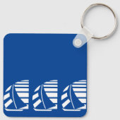 Bewerkbare Deco Letters Blauw Wit Zeilboot Sleutel Sleutelhanger (Achterkant)