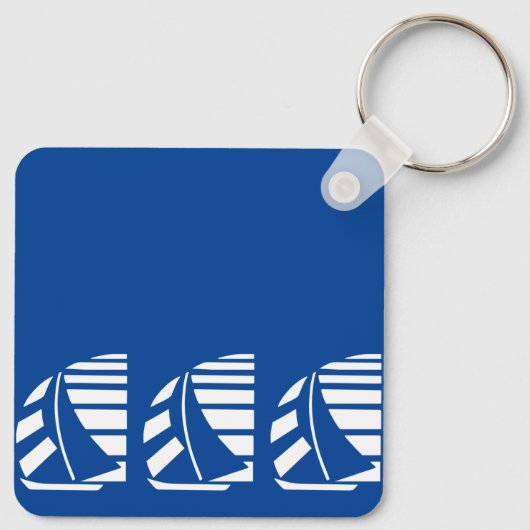 Bewerkbare Deco Letters Blauw Wit Zeilboot Sleutel Sleutelhanger (Achterkant)