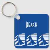 Bewerkbare Deco Letters Blauw Witte Zeilboot Sleut Sleutelhanger (Voorkant)