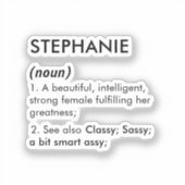 Bewerkbare definitie van de naam Stephanie, aangep Sticker (Voorkant)