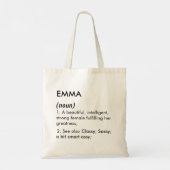 Bewerkbare definitie van naam Emma, aangepaste naa Tote Bag (Achterkant)