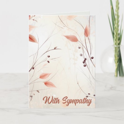 Bewerkbare delicate bladeren sympathie kaart (Voorkant)