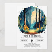 Bewerkbare dennenavontuur Woodland verjaardag Kaart (Voorkant / Achterkant)