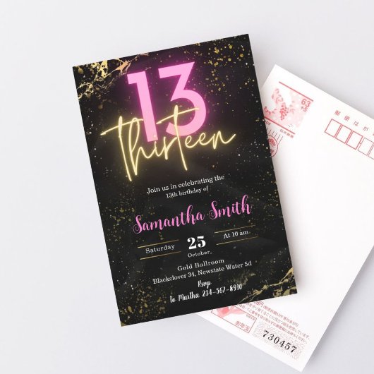 Bewerkbare dertien verjaardagsfeestuitnodiging kaart